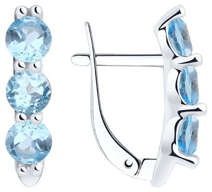 Серьги Diamant 94-320-00588-1 вес 1.94 г серебро, топаз купить,NaN