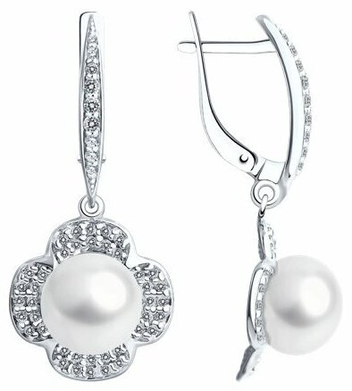 Серьги Diamant 94-321-01923-1 вес 4.9 г серебро, культивированный жемчуг купить,NaN