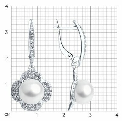 Серьги Diamant 94-321-01923-1 вес 4.9 г серебро, культивированный жемчуг купить,NaN