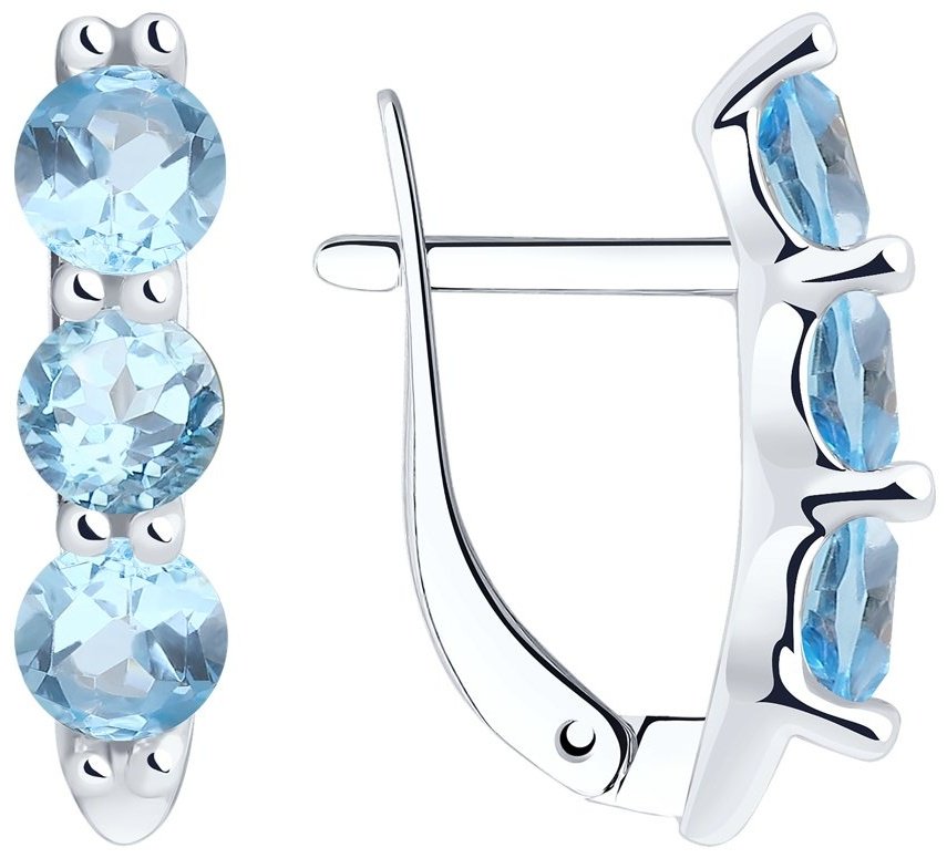 Серьги Diamant 94-320-00588-1 вес 1.99 г серебро, топаз купить,NaN