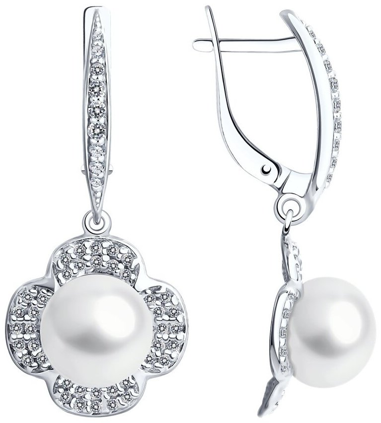Серьги Diamant 94-321-01923-1 вес 4.94 г серебро, жемчуг купить,NaN