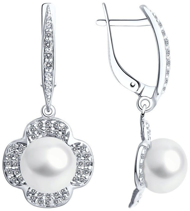 Серьги Diamant 94-321-01923-1 вес 4.94 г серебро, жемчуг купить,NaN