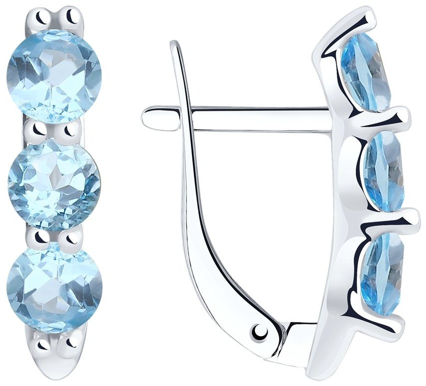 Серьги Diamant 94-320-00588-1 вес 2 г серебро, топаз купить,NaN