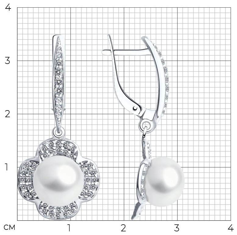 Серьги Diamant 94-321-01923-1 вес 4.94 г серебро, жемчуг купить,NaN