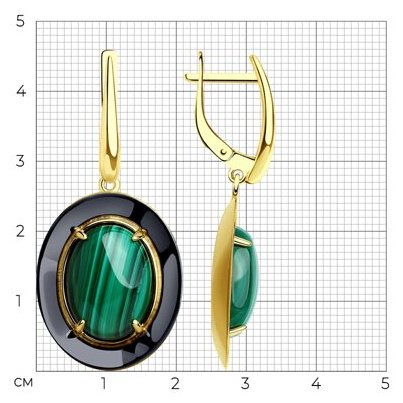 Серьги Diamant 93-321-01752-1 вес 11.43 г серебро, малахит купить,NaN