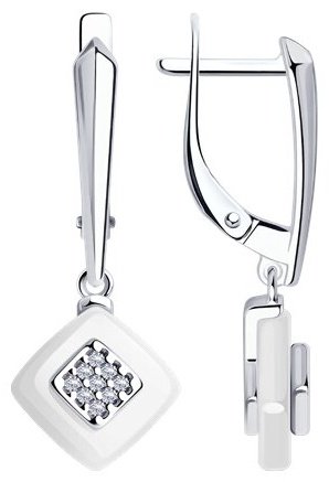 Серьги Diamant 94-121-01270-2 вес 2.9 г серебро, керамика, фианит купить,NaN