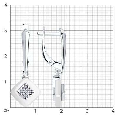 Серьги Diamant 94-121-01270-2 вес 2.9 г серебро, керамика, фианит купить,NaN