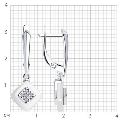 Серьги Diamant 94-121-01270-2 вес 2.9 г серебро, керамика, фианит купить,NaN