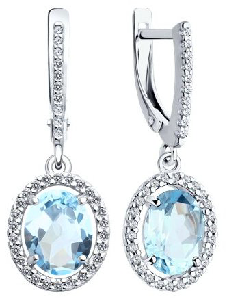 Серьги Diamant 94-321-01999-1 вес 3.65 г серебро, фианит, топаз купить,NaN