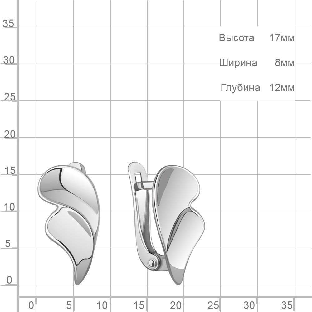 Серьги AQUAMARINE 34953.5 вес 2 г серебро, без вставок купить,NaN
