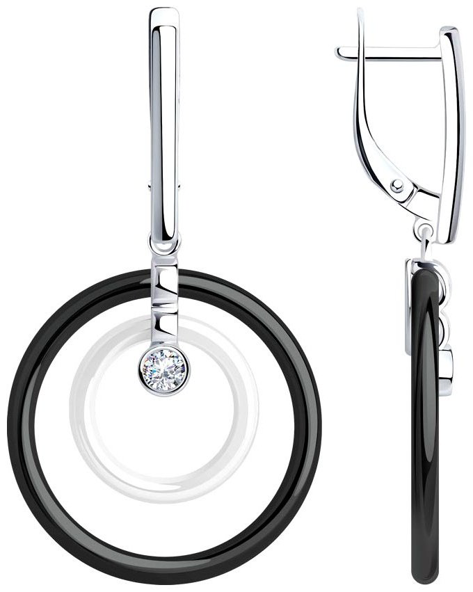 Серьги Diamant 94-121-01275-1 вес 6.77 г серебро, фианит, керамика купить,NaN