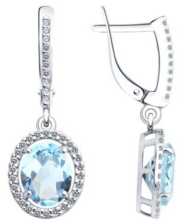 Серьги Diamant 94-321-01999-1 вес 3.65 г серебро, фианит, топаз купить,NaN