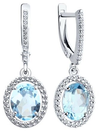 Серьги Diamant 94-321-01999-1 вес 3.65 г серебро, фианит, топаз купить,NaN