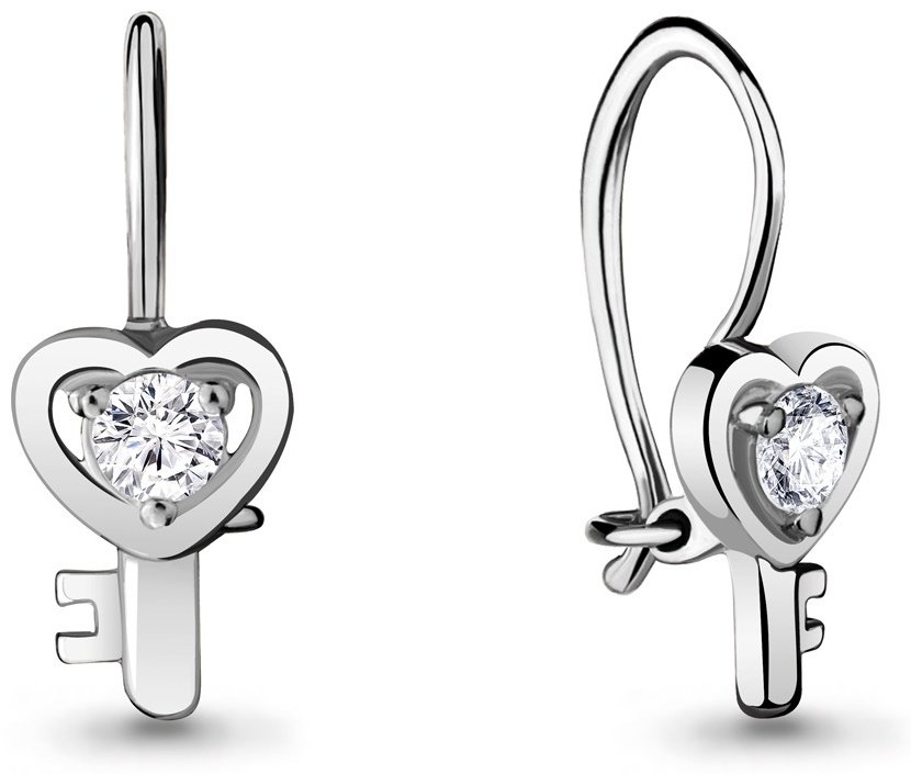 Серьги AQUAMARINE 438911А вес 0.98 г серебро, фианит купить,NaN