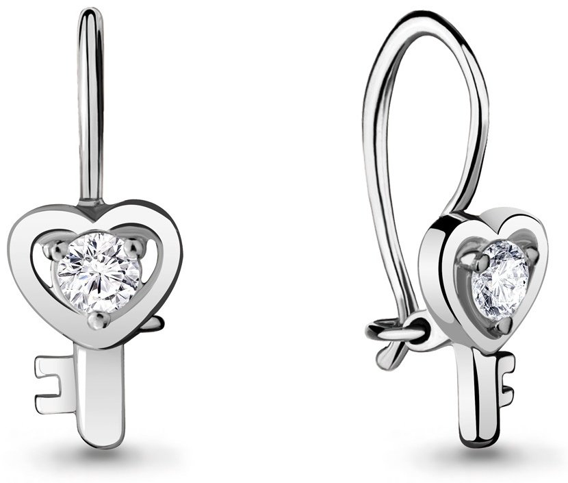 Серьги AQUAMARINE 438911А вес 0.98 г серебро, фианит купить,NaN
