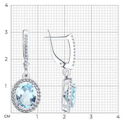 Серьги Diamant 94-321-01999-1 вес 3.65 г серебро, фианит, топаз купить,NaN