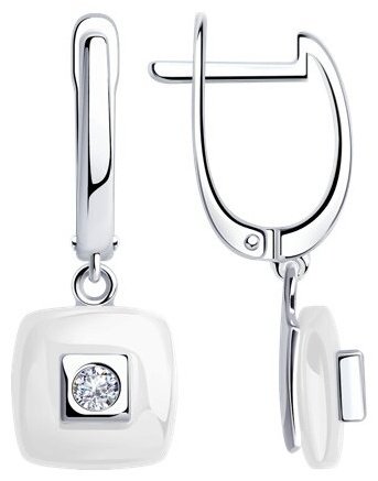 Серьги Diamant 94-121-01278-2 вес 5.32 г серебро, керамика купить,NaN