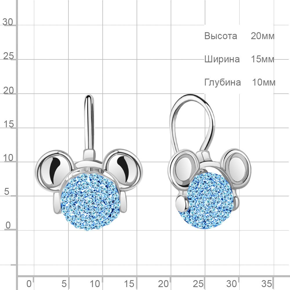Серьги AQUAMARINE 43953Н вес 2.8 г серебро, стекло купить,NaN