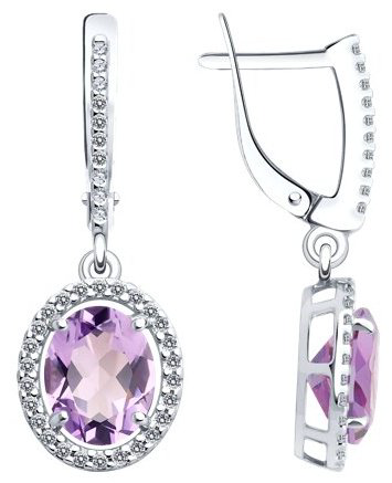 Серьги Diamant 94-321-01999-2 вес 3.4 г серебро, аметист, фианит купить,NaN
