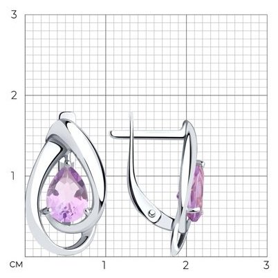 Серьги Diamant 94-320-00594-3 вес 2.31 г серебро, аметист купить,NaN