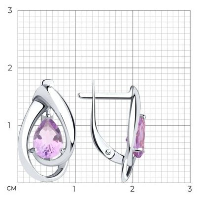 Серьги Diamant 94-320-00594-3 вес 2.31 г серебро, аметист купить,NaN