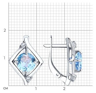 Серьги Diamant 94-320-00603-1 вес 3.5 г серебро, топаз, фианит купить,NaN