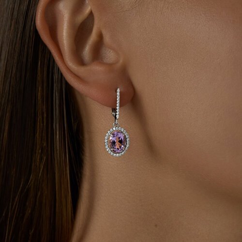 Серьги Diamant 94-321-01999-2 вес 3.4 г серебро, аметист, фианит купить,NaN