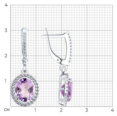 Серьги Diamant 94-321-01999-2 вес 3.4 г серебро, аметист, фианит купить,NaN