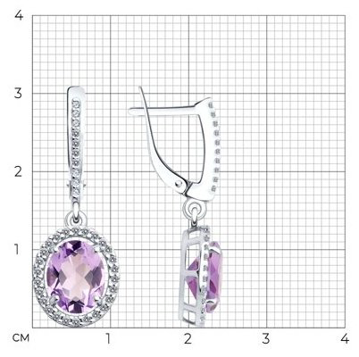 Серьги Diamant 94-321-01999-2 вес 3.4 г серебро, аметист, фианит купить,NaN