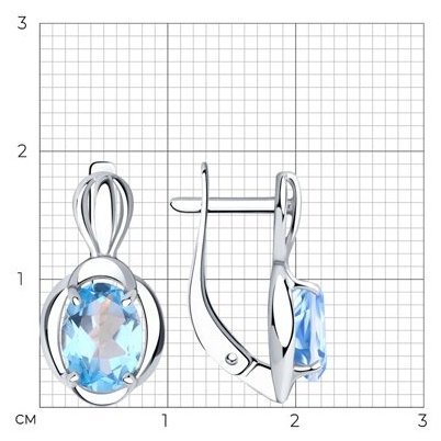 Серьги Diamant 94-320-00604-1 вес 2.46 г серебро, топаз купить,NaN