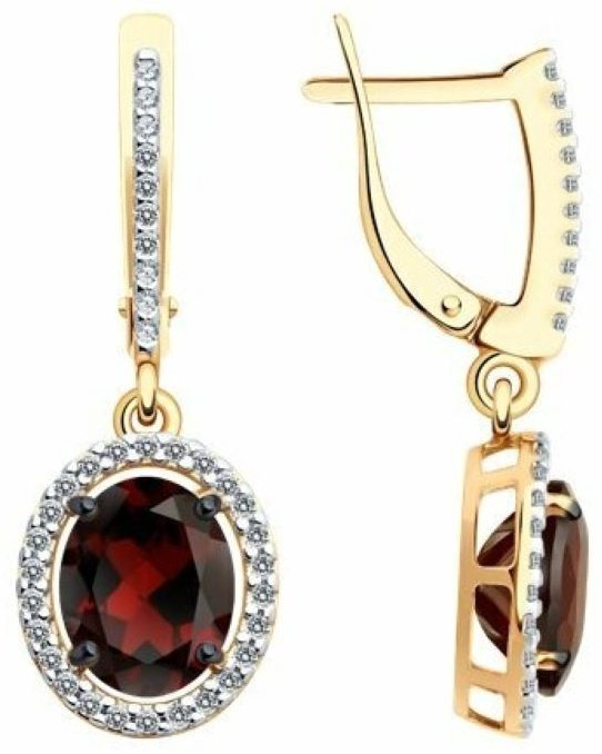 Серьги Diamant 93-321-01999-3 вес 3.75 г серебро, гранат, фианит купить,NaN
