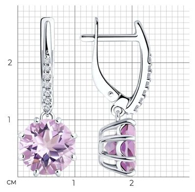 Серьги Diamant 94-321-02040-2 вес 3.68 г серебро, аметист, фианит купить,NaN