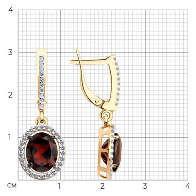 Серьги Diamant 93-321-01999-3 вес 3.78 г серебро, гранат, фианит купить,NaN
