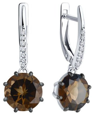 Серьги Diamant 94-321-02040-3 вес 3.7 г серебро, фианит, раухтопаз купить,NaN