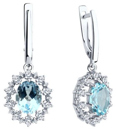 Серьги Diamant 94-321-02042-1 вес 4.95 г серебро, фианит, топаз купить,NaN
