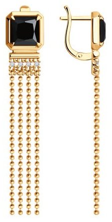 Серьги Diamant 93-321-02083-1 вес 4.62 г серебро, оникс, фианит купить,NaN