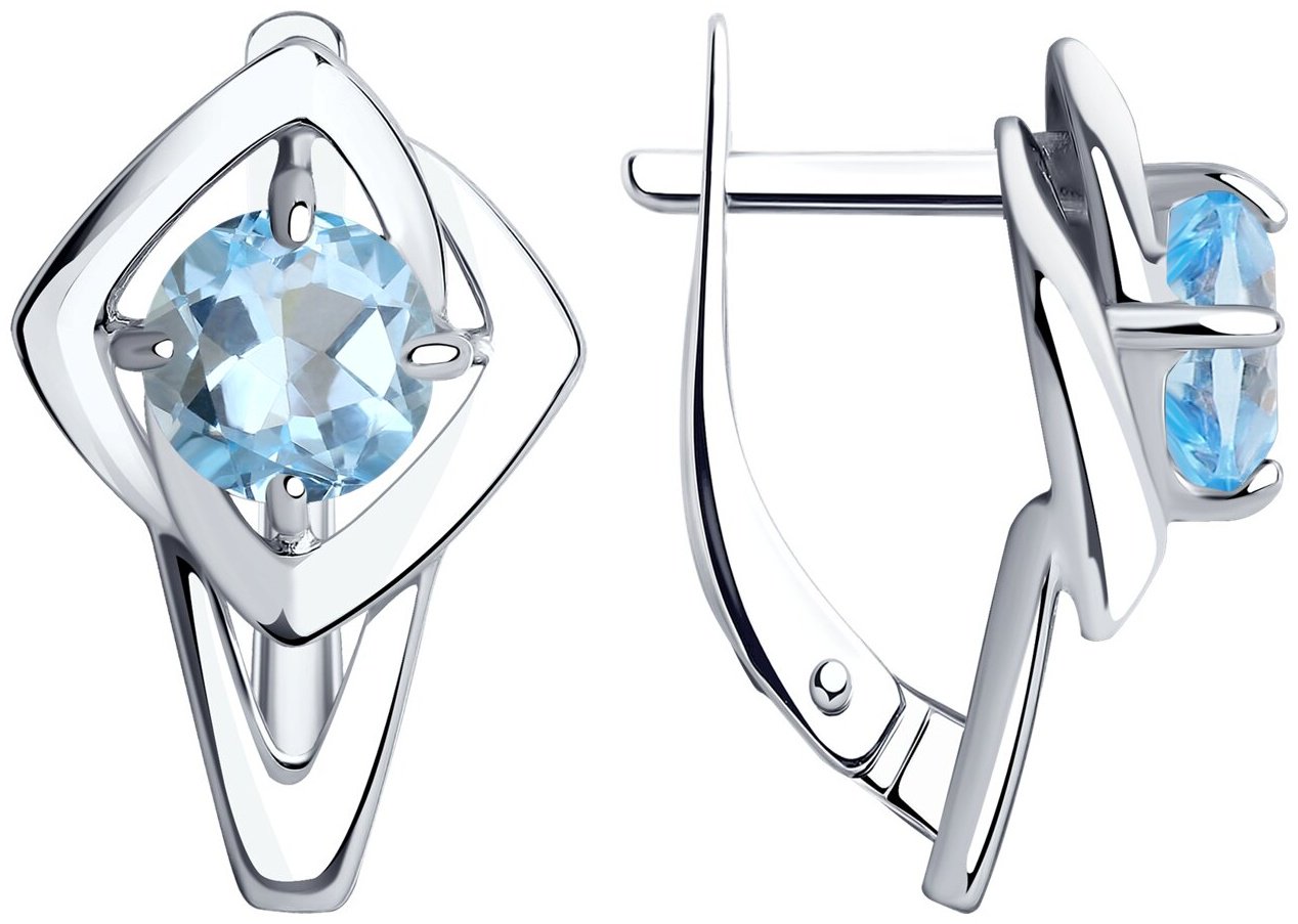 Серьги Diamant 94-320-00605-1 вес 3.25 г серебро, топаз купить,NaN