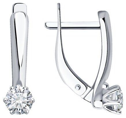 Серьги Diamant 94-120-01542-1 вес 1.99 г серебро, фианит купить,NaN