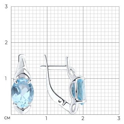 Серьги Diamant 94-320-00627-1 вес 2.26 г серебро, топаз купить,NaN