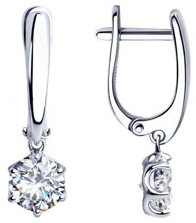 Серьги Diamant 94-121-01640-1 вес 2.65 г серебро, фианит купить,NaN