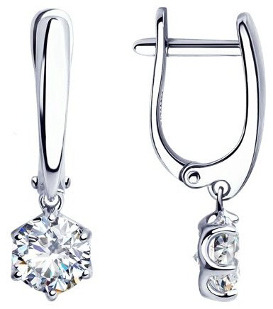 Серьги Diamant 94-121-01640-1 вес 2.65 г серебро, фианит купить,NaN