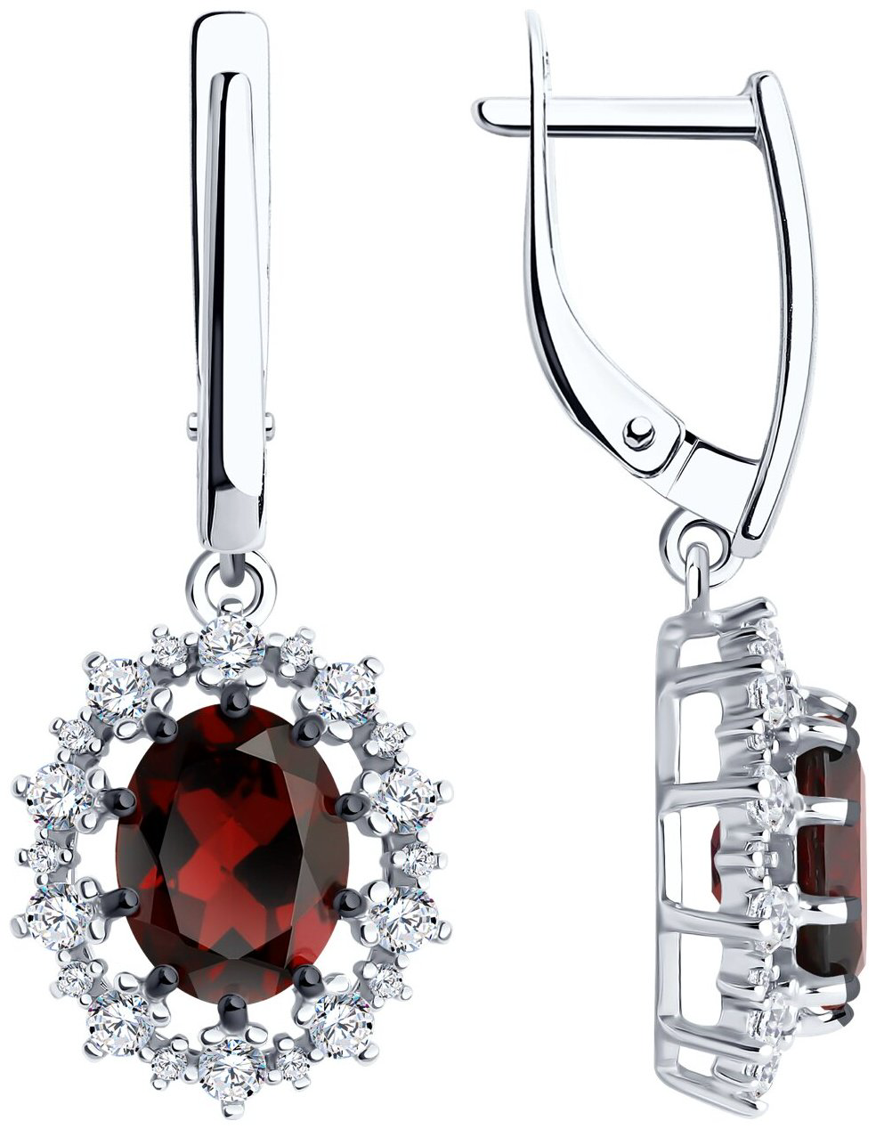 Серьги Diamant 94-321-02042-2 вес 5 г серебро, гранат, фианит купить,NaN