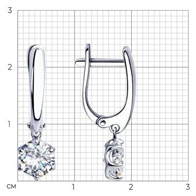 Серьги Diamant 94-121-01640-1 вес 2.65 г серебро, фианит купить,NaN