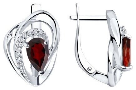 Серьги Diamant 94-320-00630-2 вес 4.44 г серебро, гранат купить,NaN