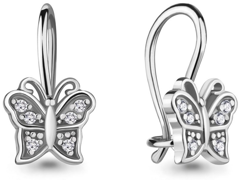 Серьги AQUAMARINE 45046А вес 1.04 г серебро, фианит купить,NaN