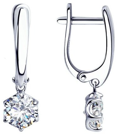 Серьги Diamant 94-121-01640-1 вес 2.66 г серебро, фианит купить,NaN