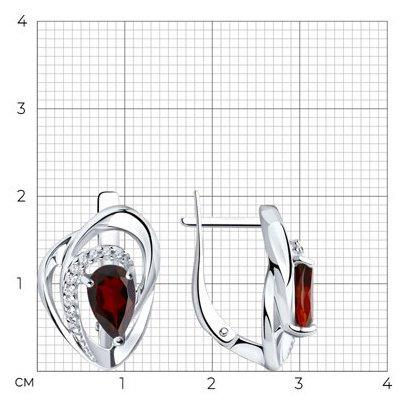 Серьги Diamant 94-320-00630-2 вес 4.44 г серебро, гранат купить,NaN