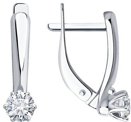 Серьги Diamant 94-120-01542-1 вес 2 г серебро, фианит купить,NaN
