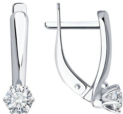 Серьги Diamant 94-120-01542-1 вес 2 г серебро, фианит купить,NaN
