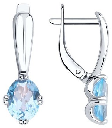 Серьги Diamant 94-320-00635-1 вес 2.99 г серебро, топаз купить,NaN